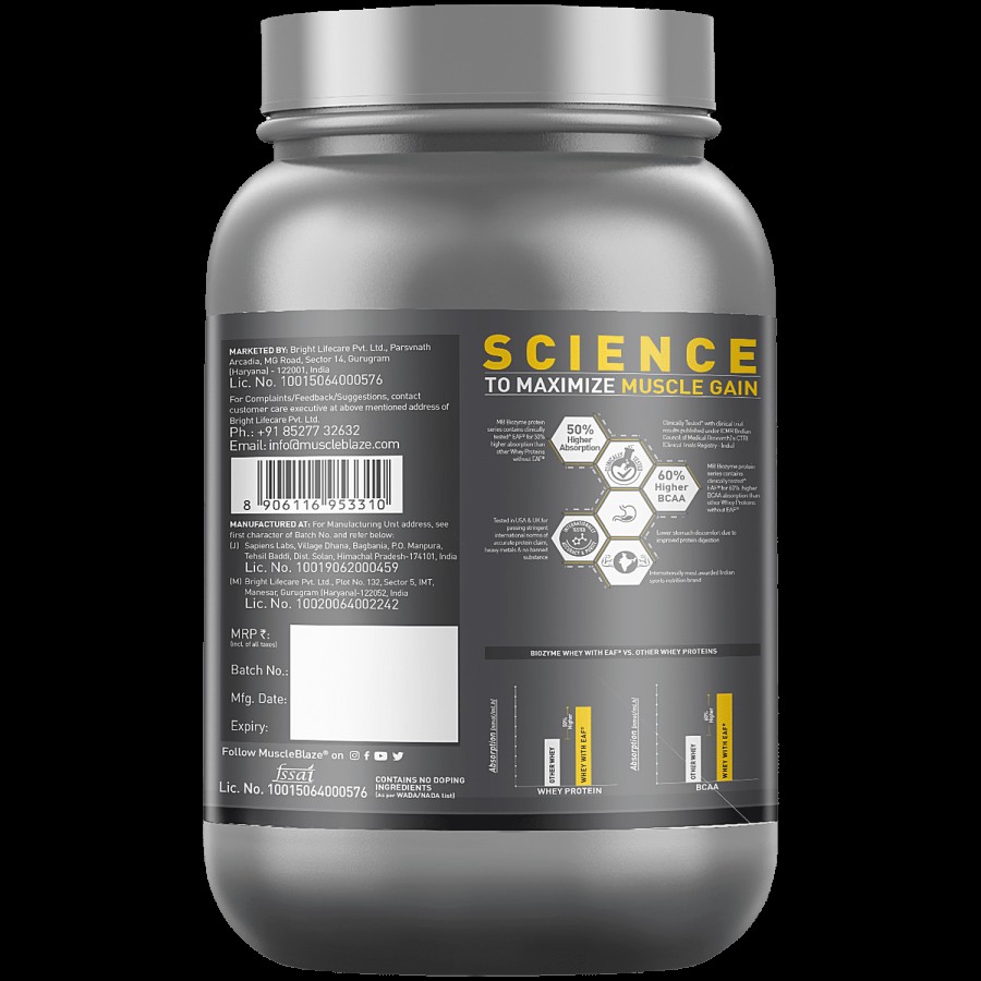 MuscleBlaze Biozyme Performance Whey-Chocolate