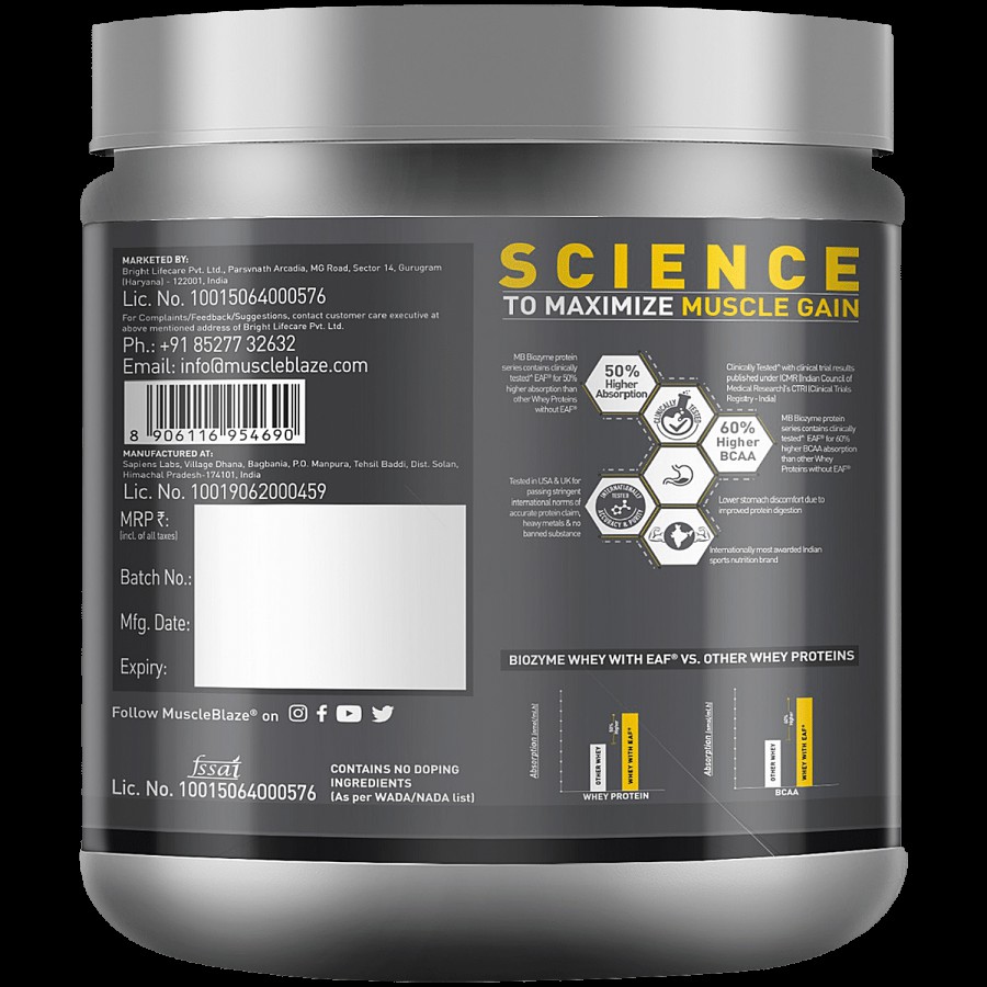 MuscleBlaze Biozyme Performance Whey - Labdoor USA Certified