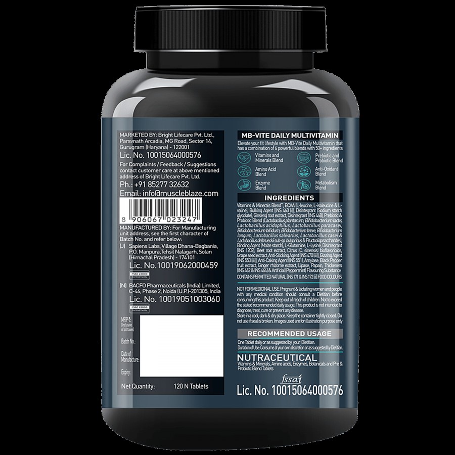 MuscleBlaze MB Vite Multivitamin Tablets - Digestive Enzymes