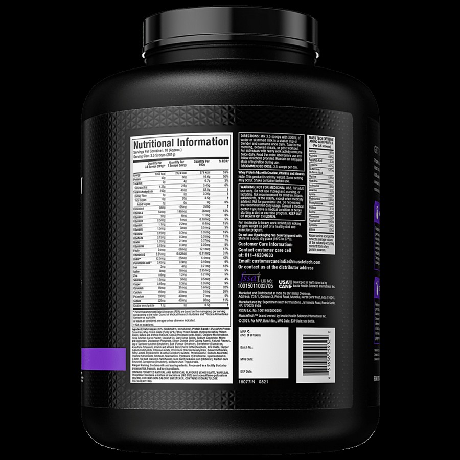 MuscleTech Masstech Extreme 2000 High Protein Powder - For Weight Gain