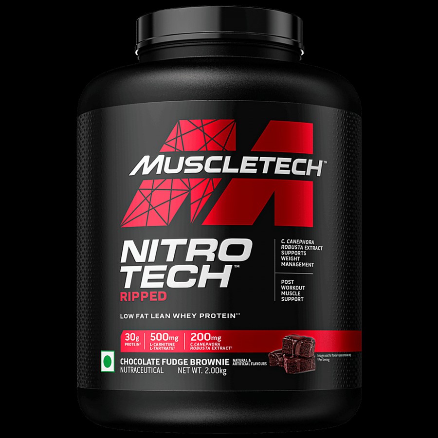 MuscleTech Nitrotech Ripped Whey Protein Powder - Supports Muscle