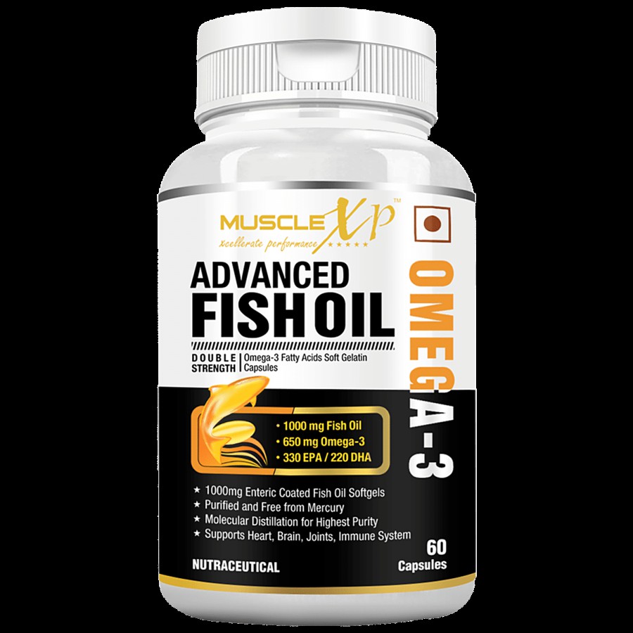 MuscleXP Advanced Fish Oil Omega-3 Softgel Capsule - Double Strength