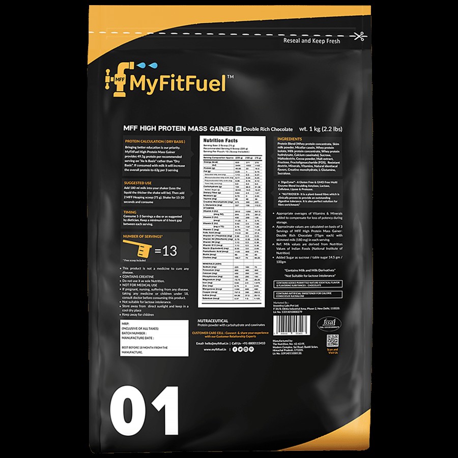 MyFitFuel MFF High Protein Mass Gainer - Rich Chocolate Delight