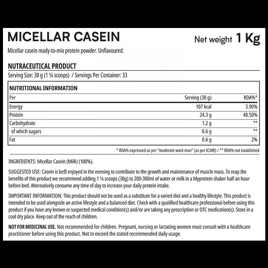 Myprotein Micellar Casein - Unflavoured