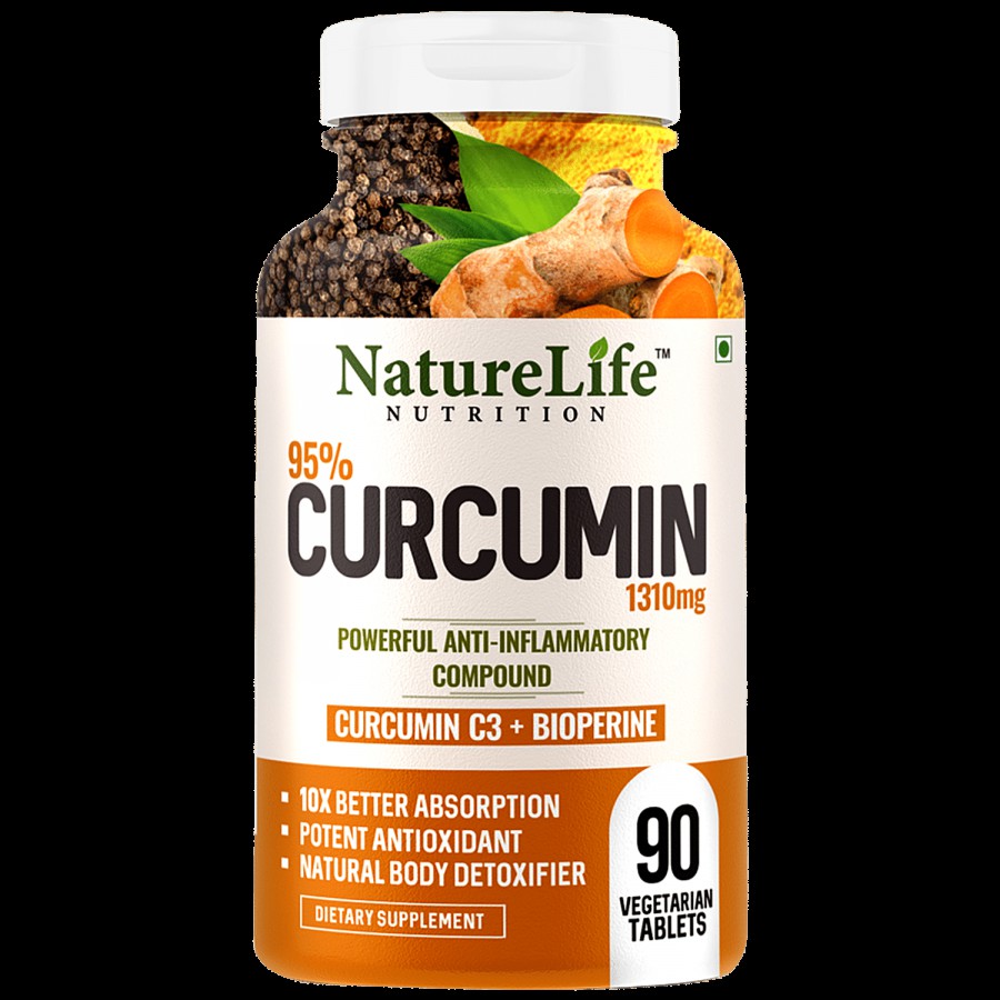 Nature Life Nutrition Curcumin Dietary Supplement Tablets - With Antioxidant Properties