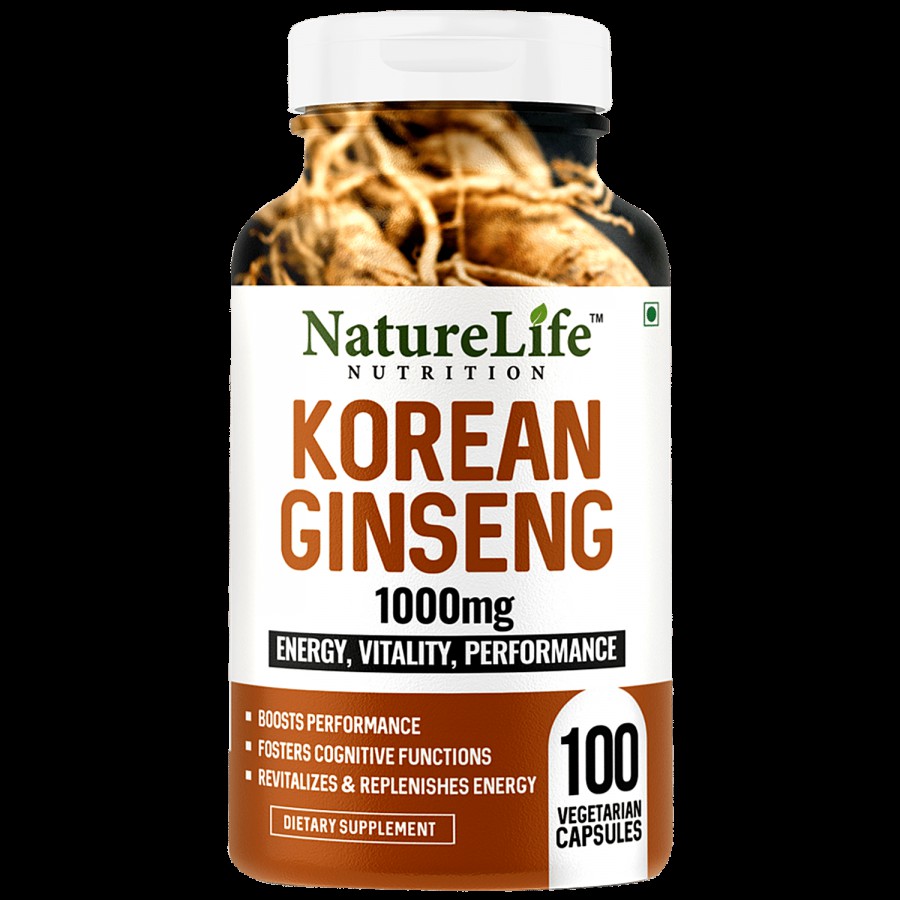 Nature Life Nutrition Korean Ginseng Dietary Supplement Capsules - For Energy & Vitality