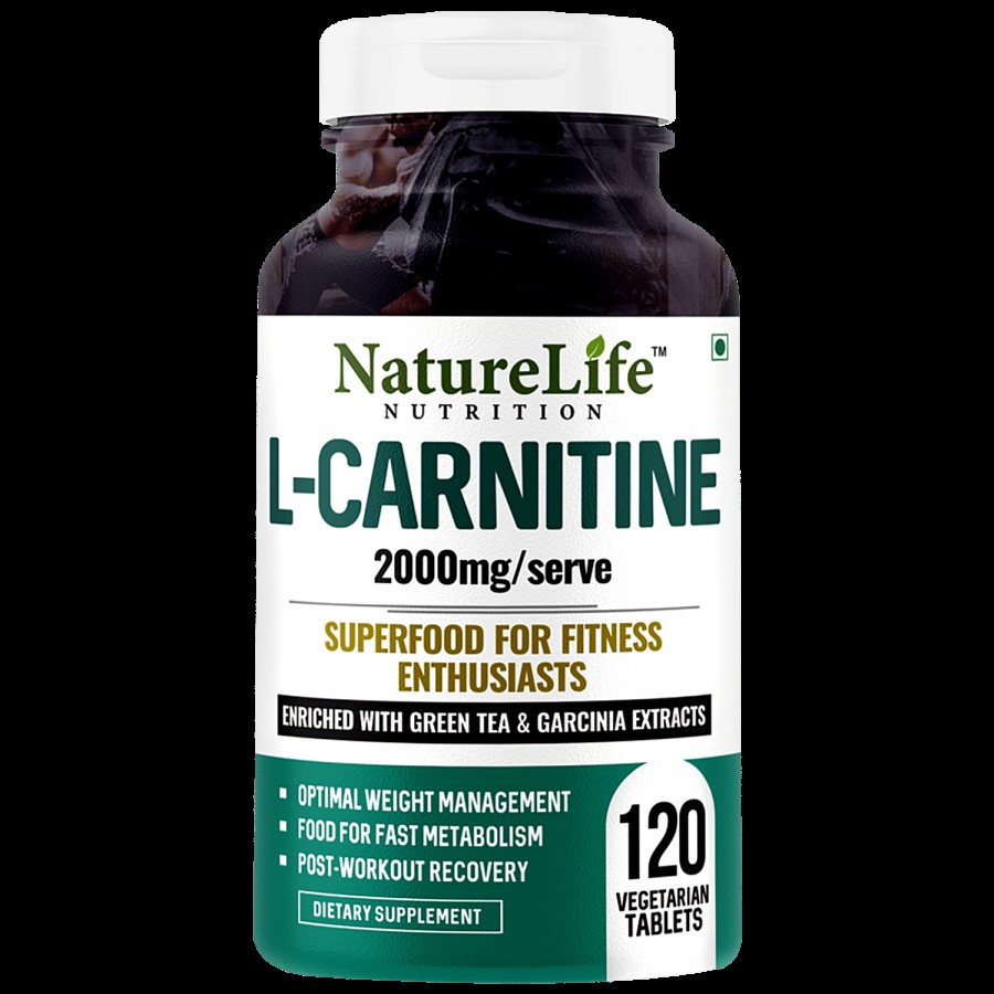 Nature Life Nutrition L-Carnitine Tablet 2000mg/Serve With Garcinia & Green Tea Extracts - For Post-Workout Recovery