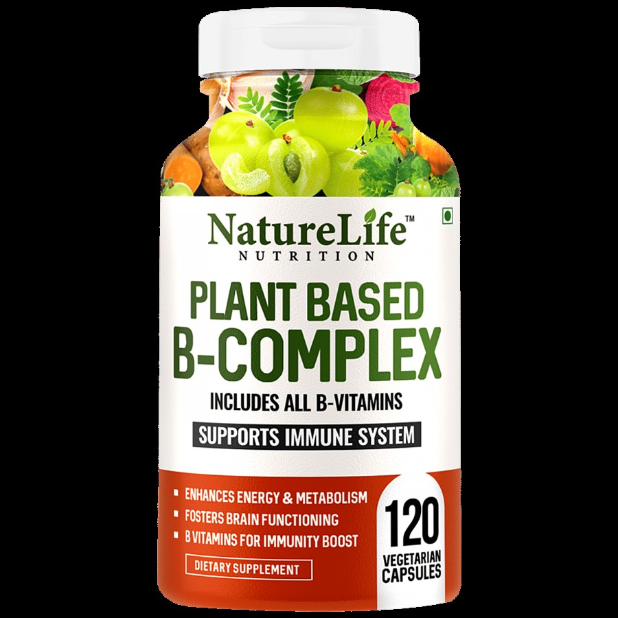 Nature Life Nutrition Plant Based B Complex Dietary Supplement Capsules - Supports Immune System