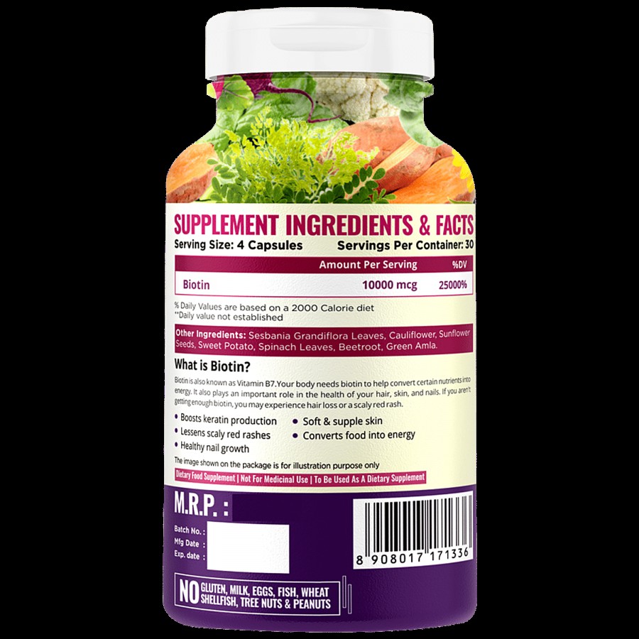 Nature Life Nutrition Plant Based Biotin Dietary Supplement Tablets - With Sesbania Grandiflora