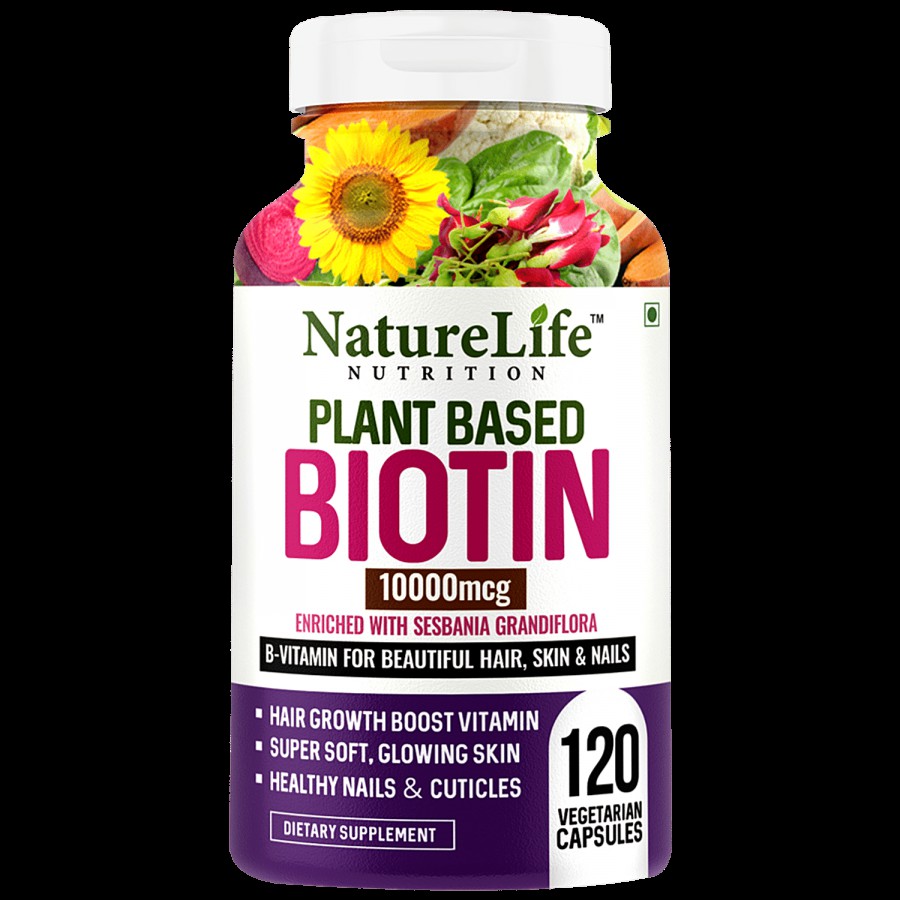 Nature Life Nutrition Plant Based Biotin Dietary Supplement Tablets - With Sesbania Grandiflora