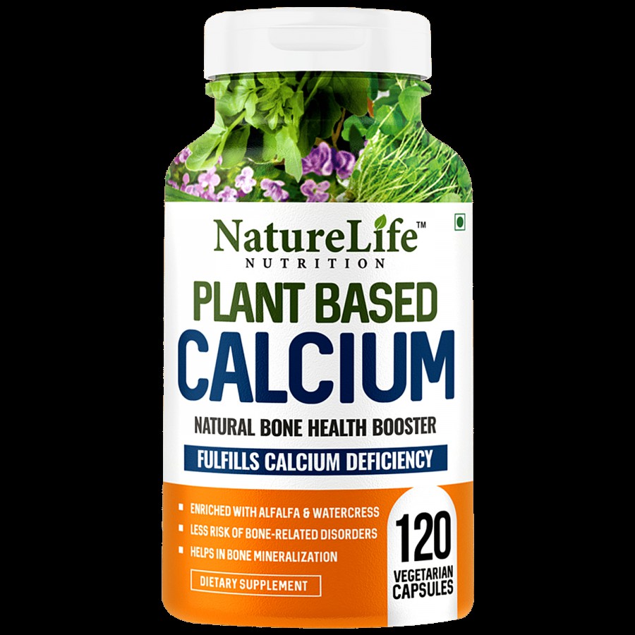 Nature Life Nutrition Plant Based Calcium Dietary Supplement Capsules - Bone Health Booster