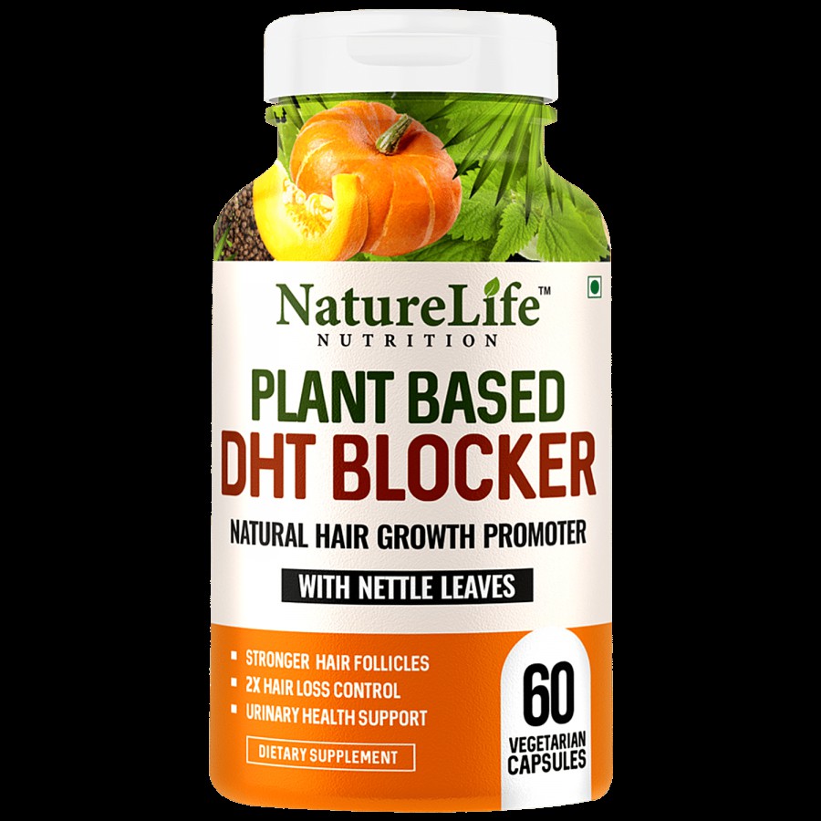 Nature Life Nutrition Plant Based DHT Blocker Dietary Supplement Capsules - For Hair Growth