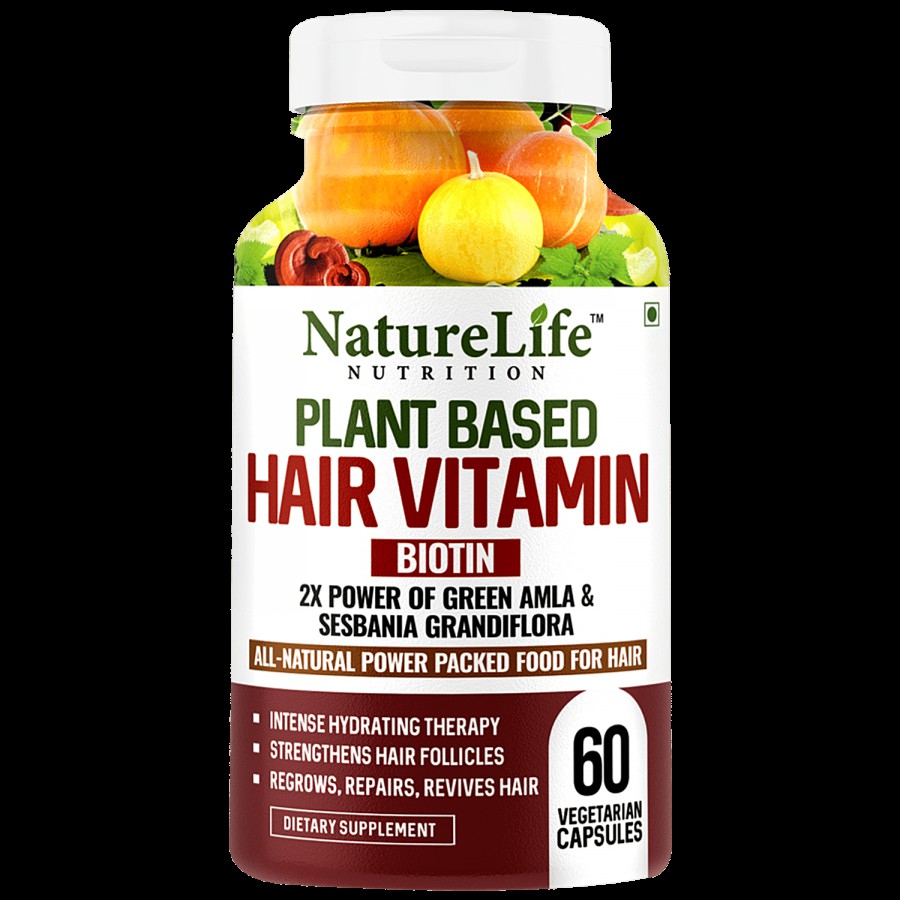 Nature Life Nutrition Plant Based Hair Vitamin Capsule With Biotin - Strengthens Follicles