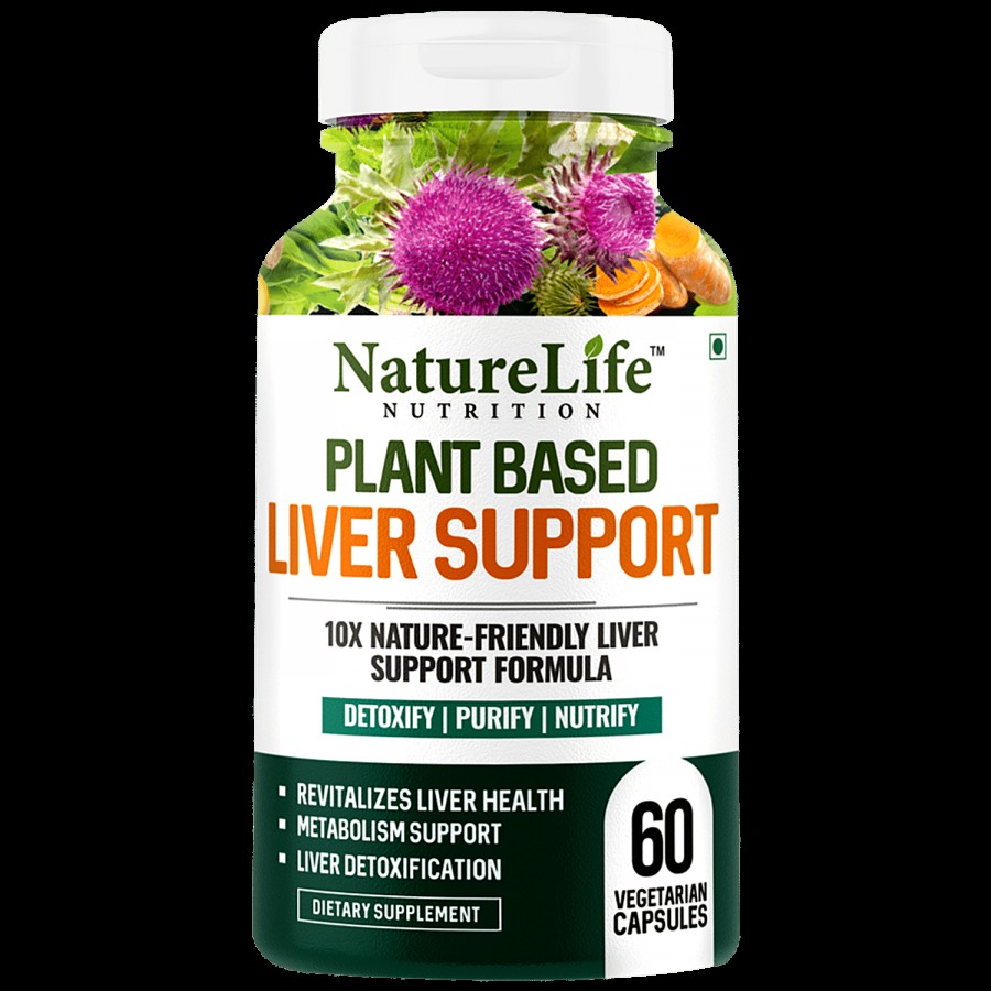 Nature Life Nutrition Plant Based Liver Support Dietary Supplement Capsules - Detoxifies