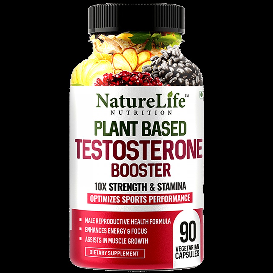 Nature Life Nutrition Plant Based Testosterone Booster Dietary Supplement Capsules - For Strength