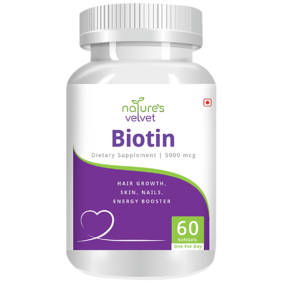 Natures Velvet Biotin 5000mcg Softgels - For Healthy Hair