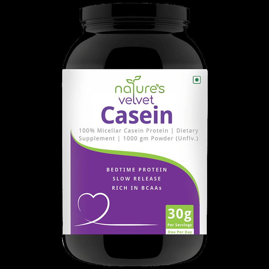 Natures Velvet 100% Casein Protein Dietary Supplement - Vegetarian & Natural Slow Digesting Dairy Protein