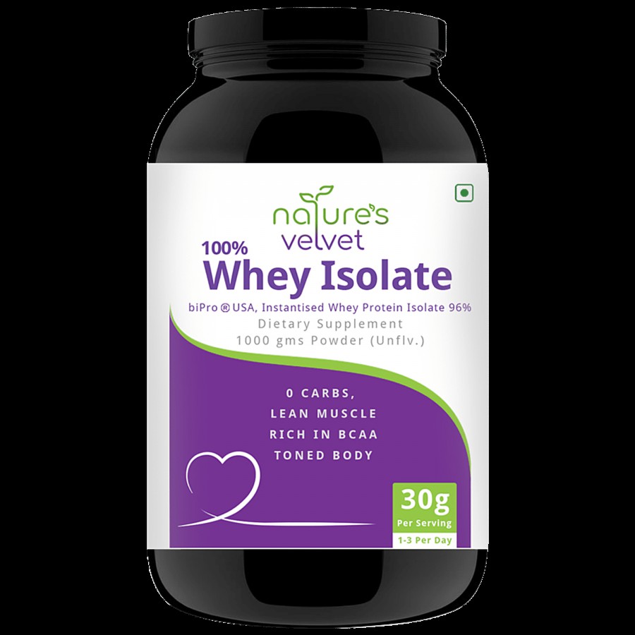 Natures Velvet 100% Whey Isolate Protein Powder - 0 Carbs