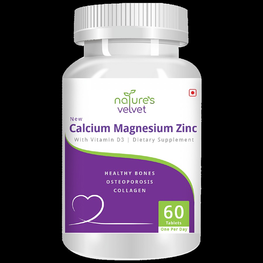 Natures Velvet Calcium Magnesium Zinc With Vitamin D3 Tablets - For Healthy Bones