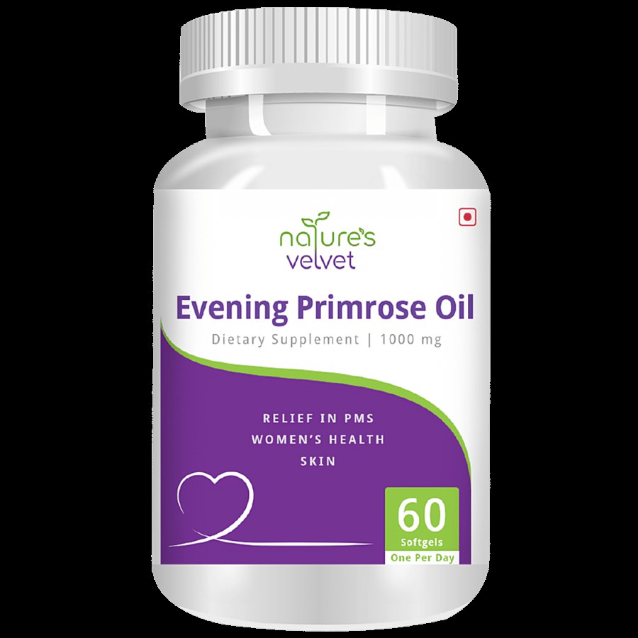 Natures Velvet Evening Primrose Oil 1000mg Softgels - Most Potent For Womens Health