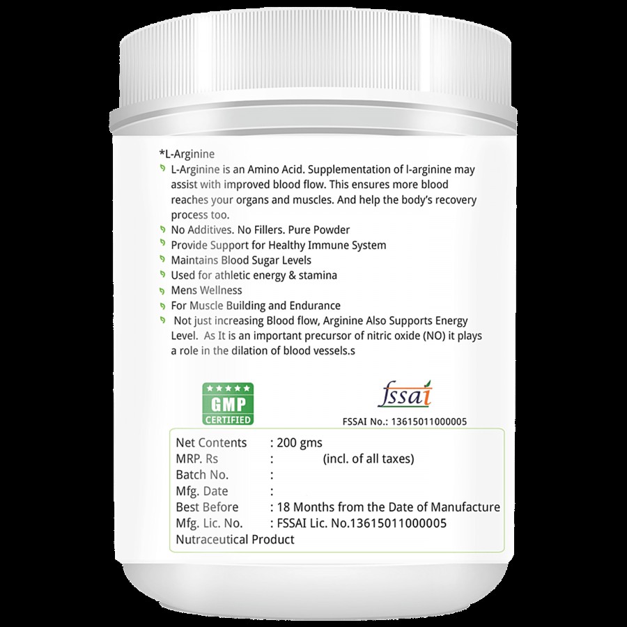 Natures Velvet L-Arginine Powder - Boosts Athletic Performance