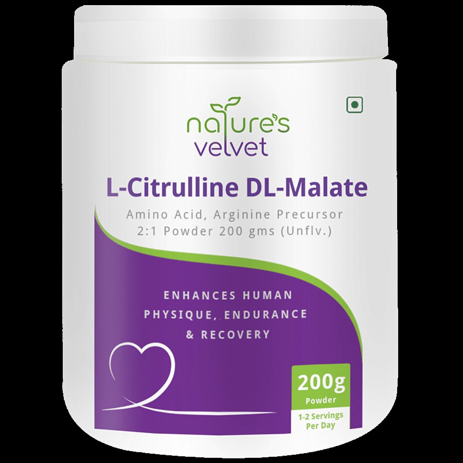 Natures Velvet L Citrulline DL Malate Powder - To Enhance Human Physique