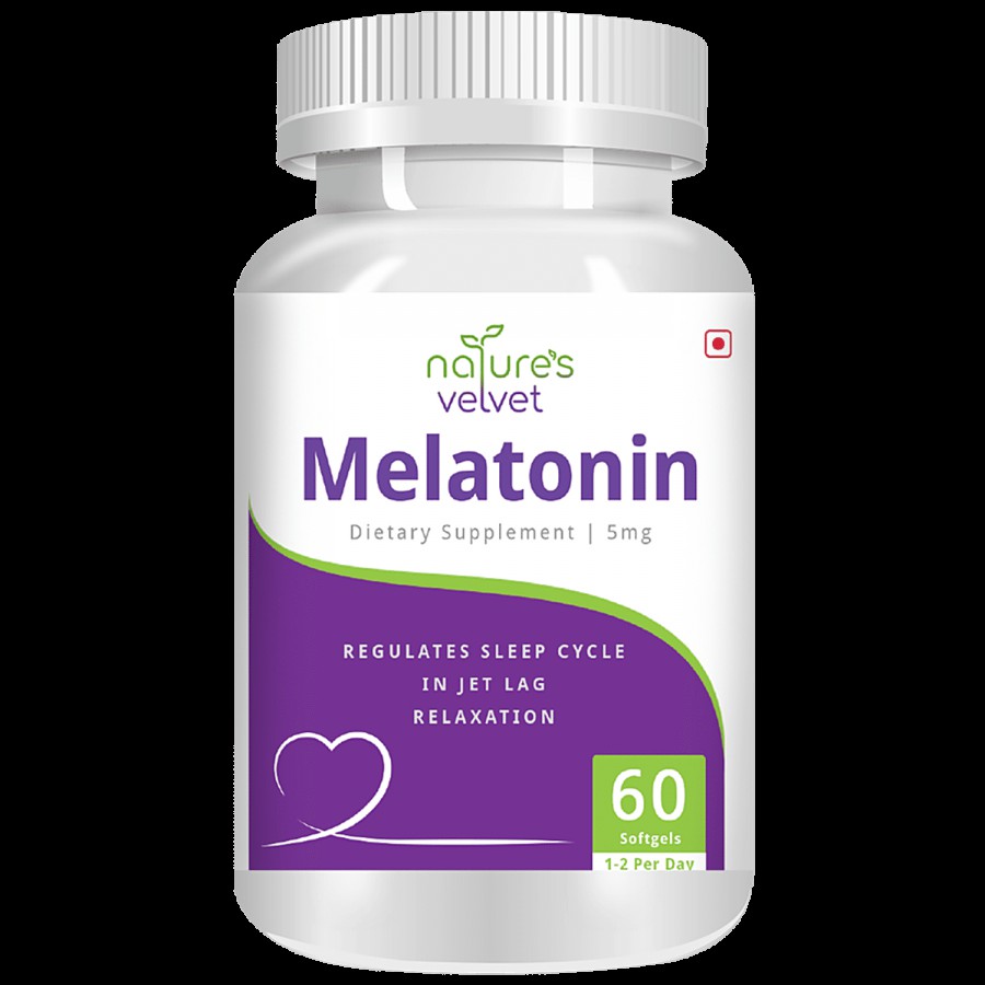 Natures Velvet Melatonin 5mg Softgels - Regulates Sleep Cycle