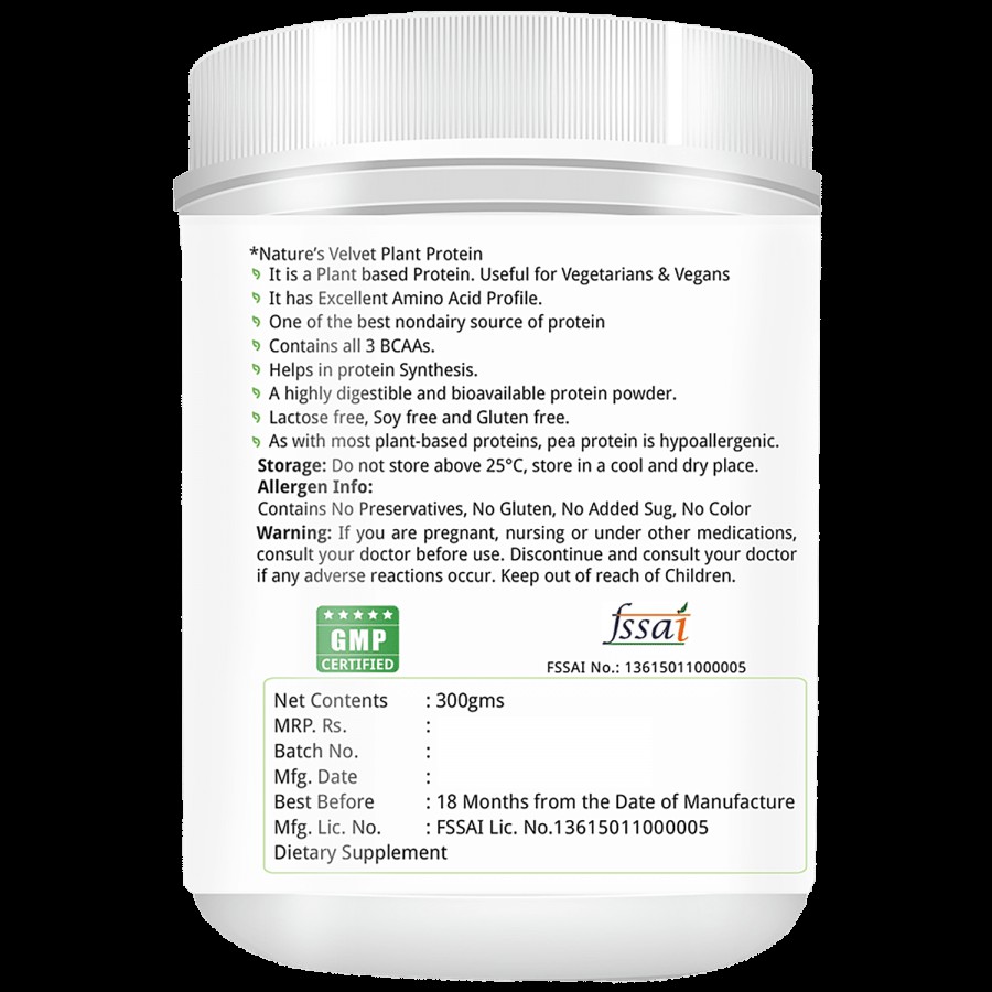 Natures Velvet Plant Protein Supplement - 100% Vegan