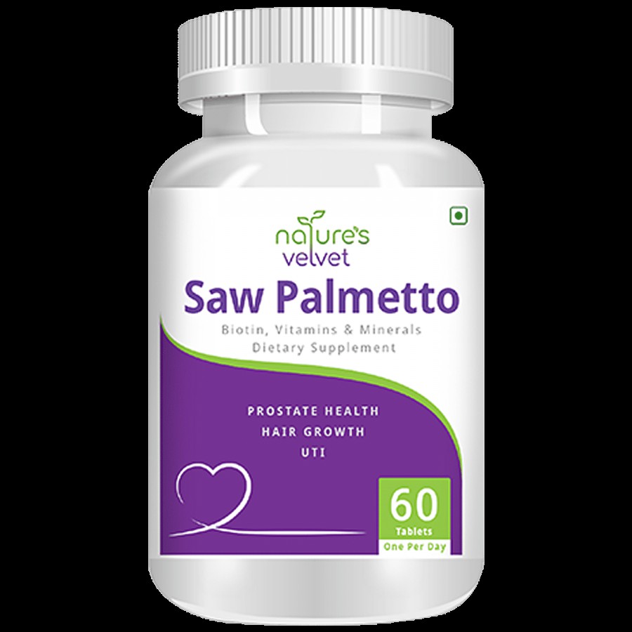 Natures Velvet Saw Palmetto Supplement Tablets -  Biotin & Vitamins