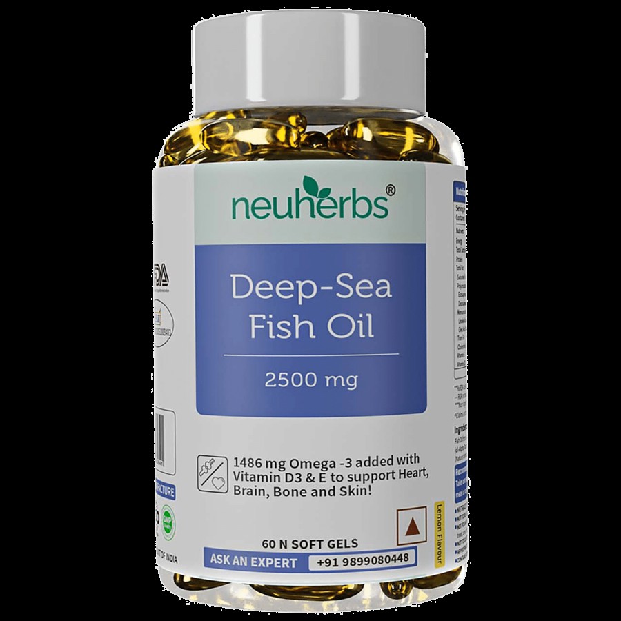 Neuherbs Deep-Sea Omega 3 Fish Oil 2500mg Softgel Capsules - Supports Heart