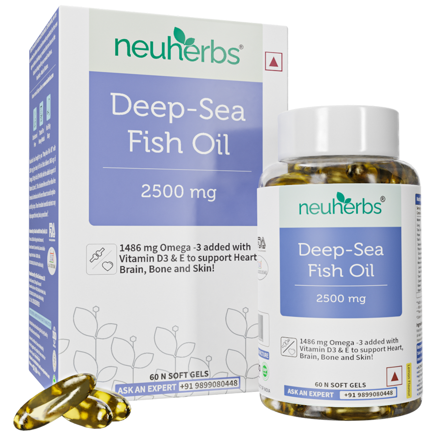 Neuherbs Deep-Sea Omega 3 Fish Oil 2500mg Softgel Capsules - Supports Heart