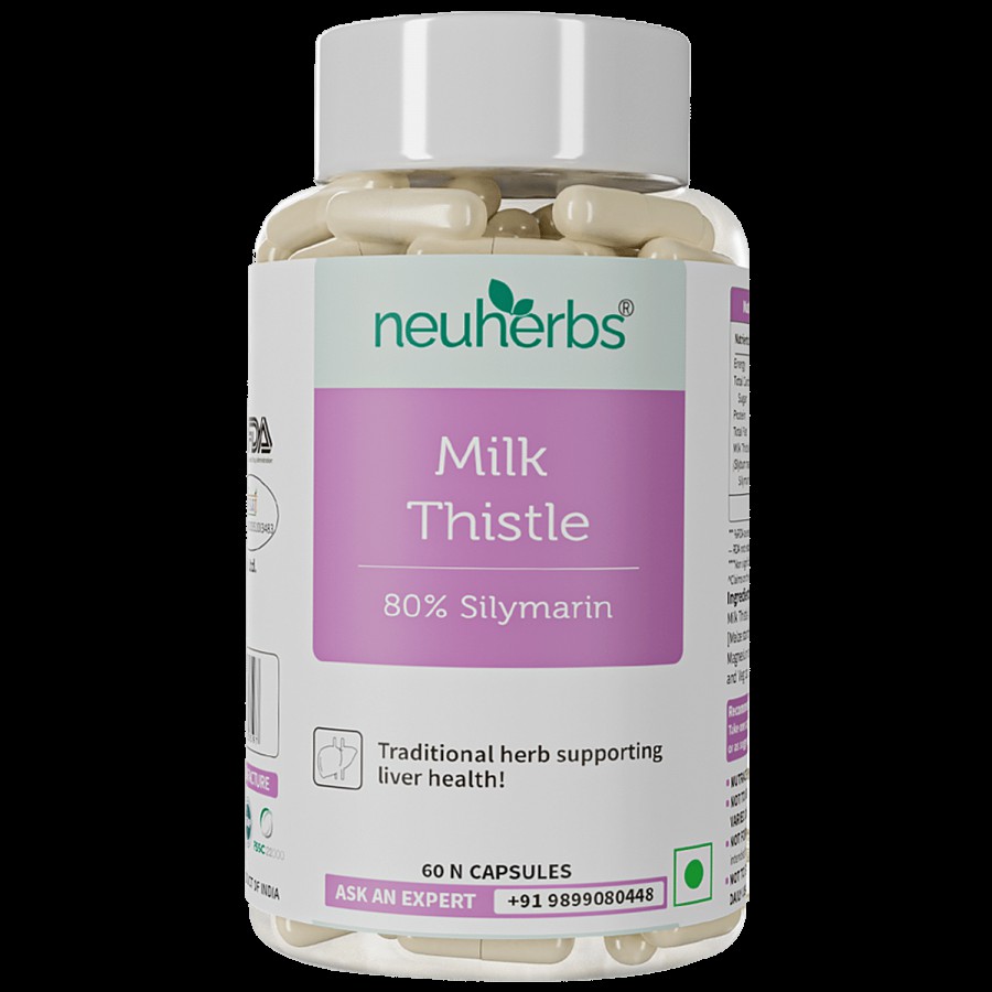 Neuherbs Milk Thistle 80% Silymarin Capsules - Supports Liver Health