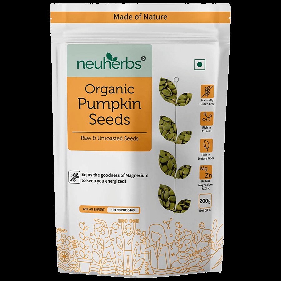 Neuherbs Raw Unroasted Pumpkin Seeds - Protein & Fibre Rich Superfood