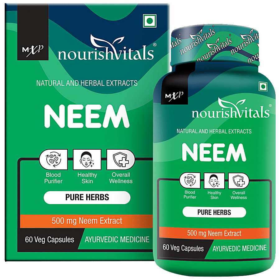 Nourishvitals Neem 500 mg Capsules Neem Extract - Blood Purifier & For Healthy Skin