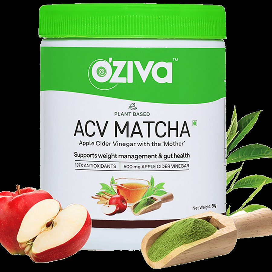 O'ZIVA ACV Matcha Apple Cider Vinegar Powder Blend With The Mother - Weight Management & Gut Health