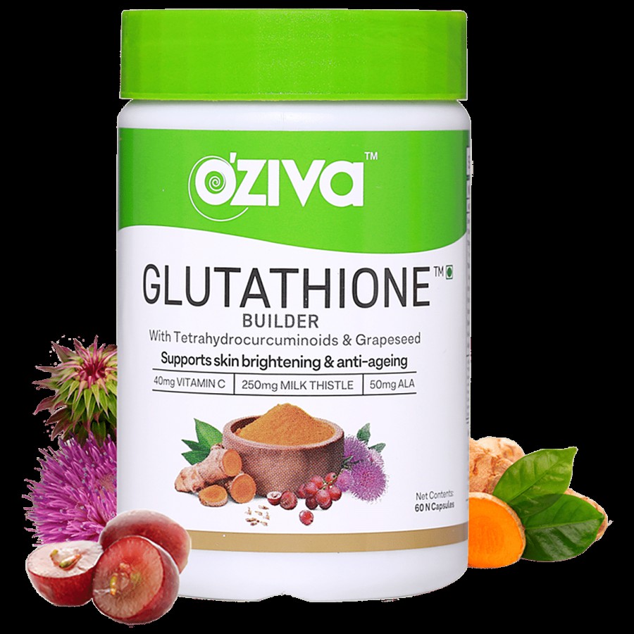 O'ZIVA Glutathione Builder For Skin Brightening & Anti-Ageing - With Grapeseed & Tetrahydro Curcuminoids