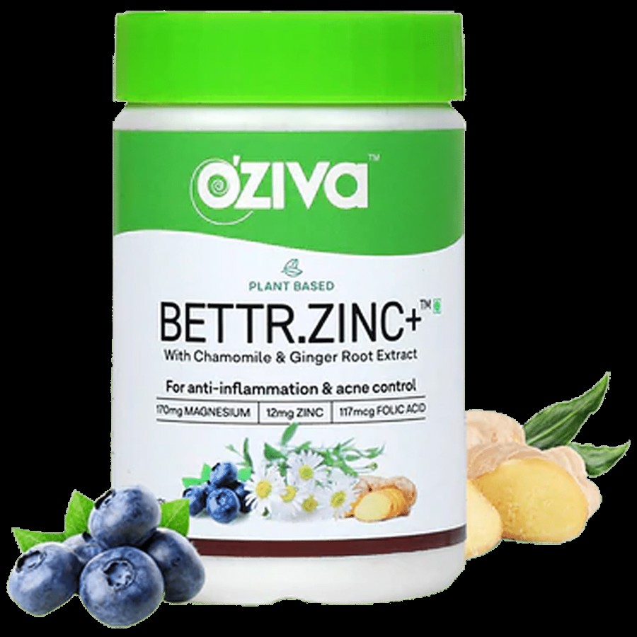 O'ZIVA Plant Based Bettr.Zinc+ Capsules - For Anti-Inflammation & Acne Control