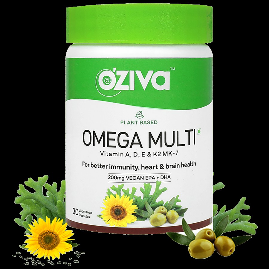 O'ZIVA Plant Based Omega Multi Vitamin Capsules - For Better Immunity Heart & Brain Health