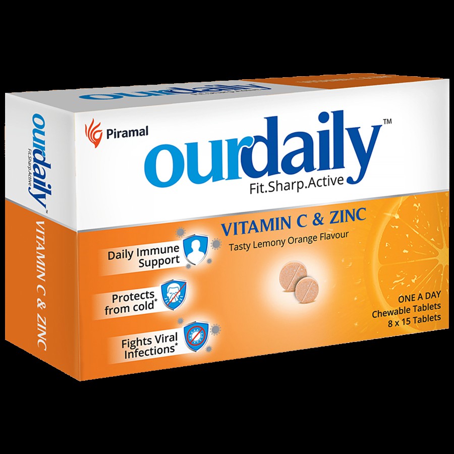 Ourdaily Vitamin C & Zinc Chewable Tablet - Provides Immune Support