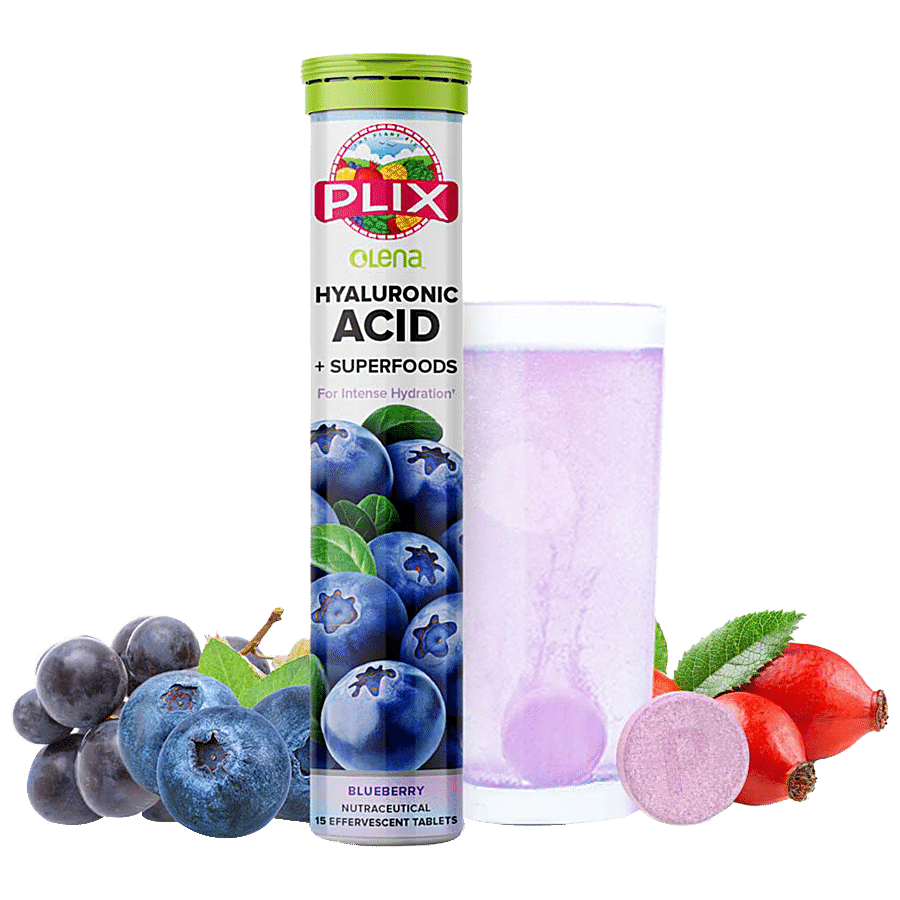 PLIX Hyaluronic Acid + Superfoods Effervescent Tablets - Blueberry