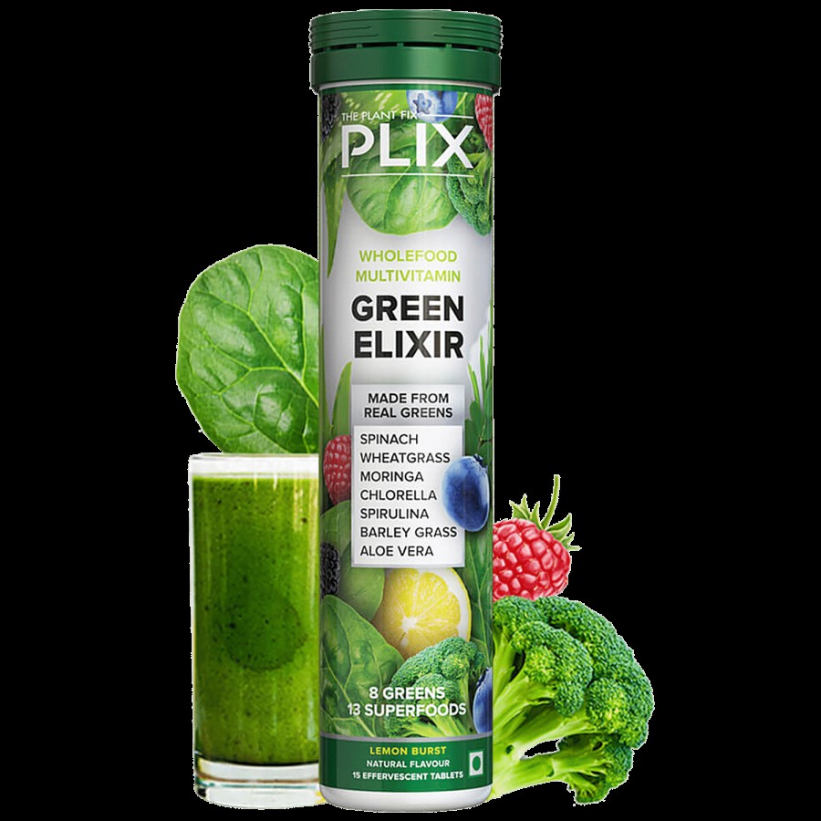 PLIX Green Elixir Wholefood Multivitamin Effervescent Tablet - Nutrient Rich