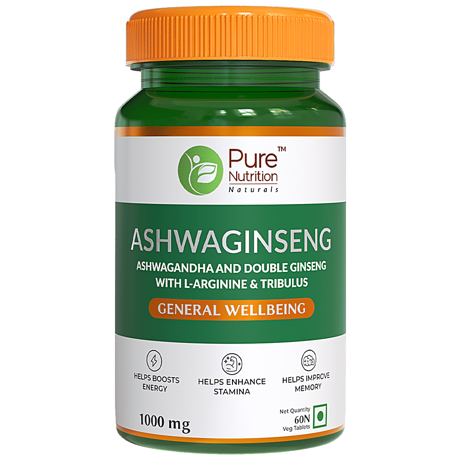 Pure Nutrition  Ashwaginseng Tablets - Helps Boosts Energy & Enhances Stamina