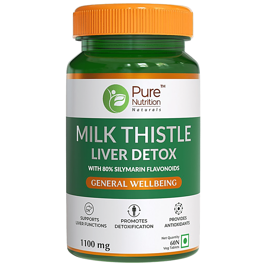 Pure Nutrition  Milk Thistle Liver Detox Supplement For General Wellbeing - With 80% Silymarin Flavonoids