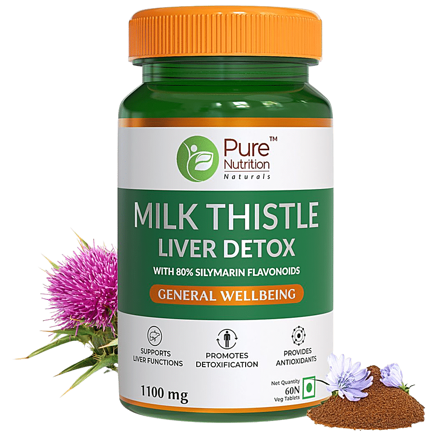 Pure Nutrition  Milk Thistle Liver Detox Supplement For General Wellbeing - With 80% Silymarin Flavonoids