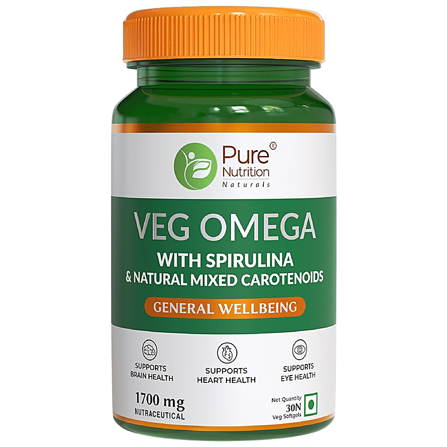 Pure Nutrition  Veg Omega 3 From Algal Oil With Astaxanthin For Brain & Heart Health