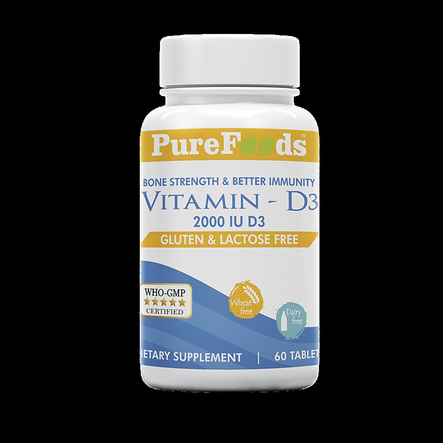 PureFoods Vitamin D3 Tablets - 2000 IU D3