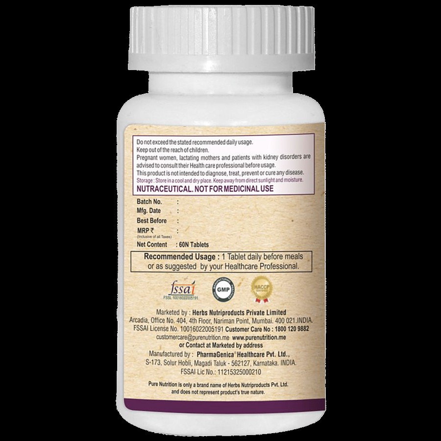 Pure Nutrition  Biotin Plus With Moringa Extracts & Iron - For Hair