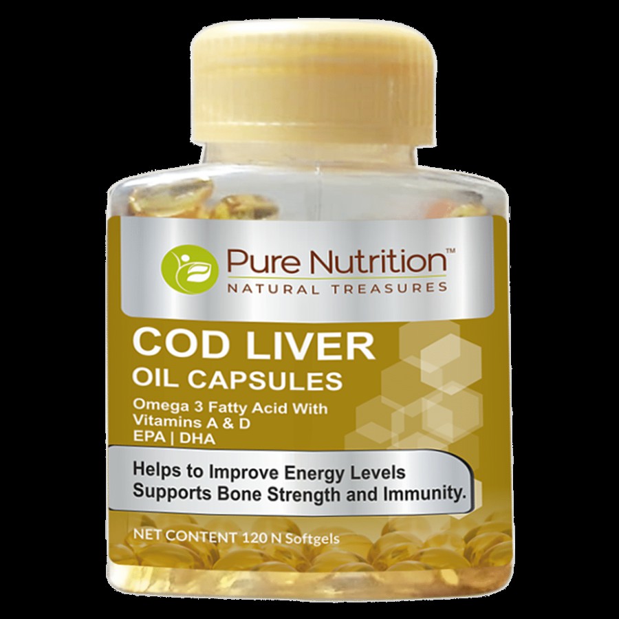 Pure Nutrition  Cod Liver Oil Capsule - Improves Bone Strength & Immunity