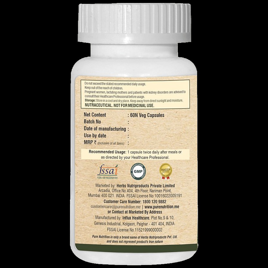 Pure Nutrition  Spirulina+ Vegetarian  Capsules - With Vegetable Powder