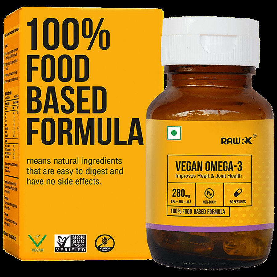 RawRX Vegan Omega 3 Fatty Acid Capsules - Food Based Formula